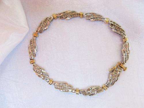 ***R66 240*** DIAMOND 3ct SI TENNIS BRACELET TWO TONE 10K Gold