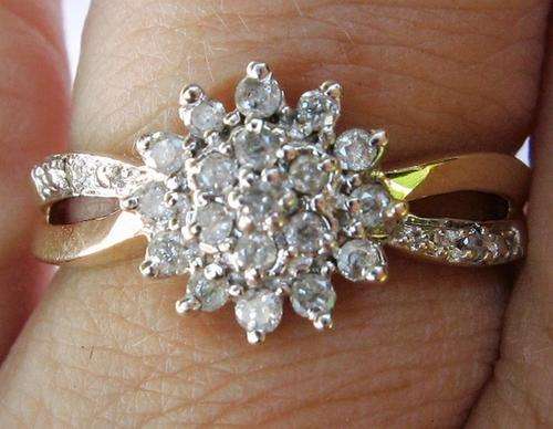 ***MONEY-BACK GUARANTEE*** UK HALLMARKED 9CT YELLOW GOLD .25 CARAT DIAMOND RING SIZE M