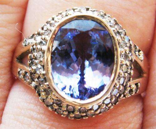 ***R56 200*** 9CT YELLOW GOLD .35 CT DIAMOND & CERTIFIED 2.31 CT TANZANZANITE RING SIZE P