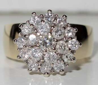 ***R48 630*** DIAMOND 1.25ct VS2/SI1 LADY'S CLUSTER RING 14K YG