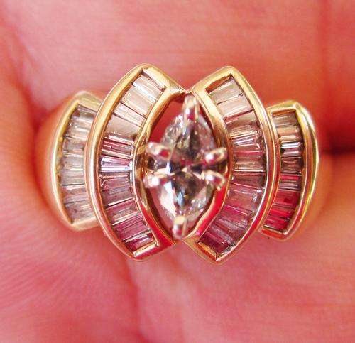 10K Solid Yellow Gold 1.20ct. Marquise Cut Diamond ring
