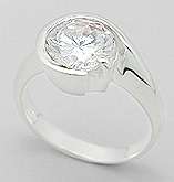 SOLID STERLING SILVER AND CZ RING