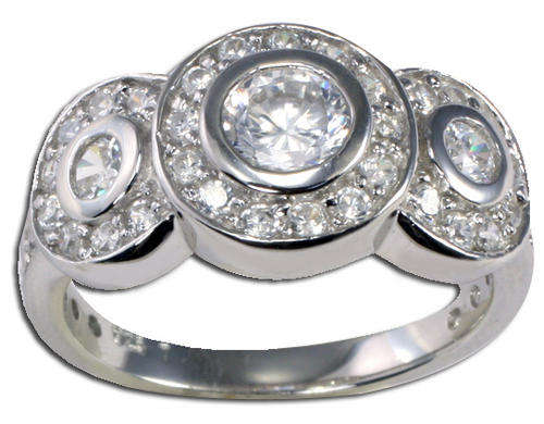 SOLID STERLING SILVER AND CZ RING