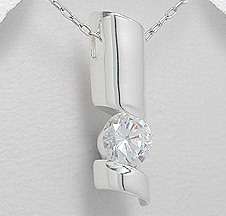 SOLID STERLING SILVER AND CZ PENDANT