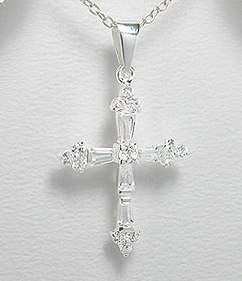 SOLID STERLING SILVER AND CZ PENDANT