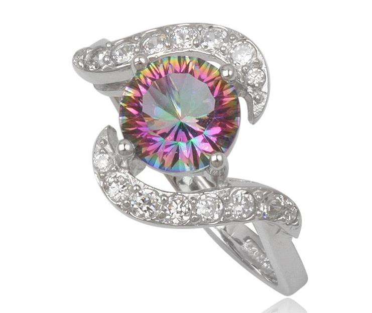 SOLID STERLING SILVER AND MYSTIC TOPAZ RING