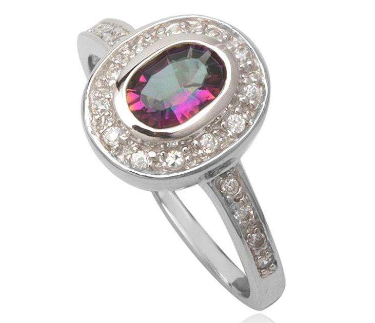 SOLID STERLING SILVER AND MYSTIC TOPAZ RING