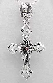 ***HEAVY AND LARGE*** SOLID STERLING SILVER AND CZ PENDANT