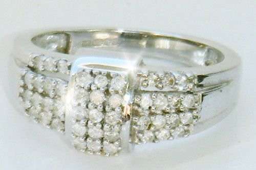 UK HALLMARKED 9CT WHITE GOLD .50 CARAT DIAMOND RING SIZE N