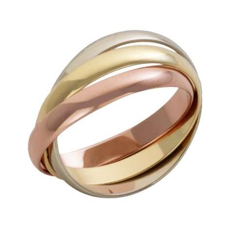***IN STOCK!!*** 14 ct - 3 Colours Solid White/Rose/Yellow Gold Russian Wedding ring size 6