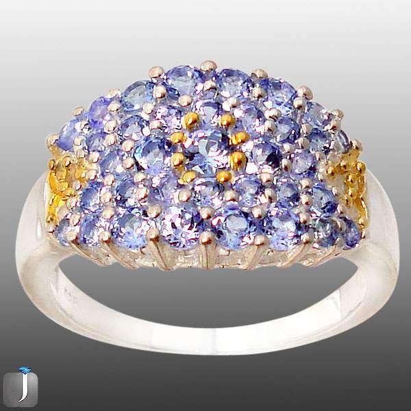 ***R5 800*** 3.86cts DIAMOND NATURAL TANZANITE ROUND 925 STERLING SILVER RING size 8.5