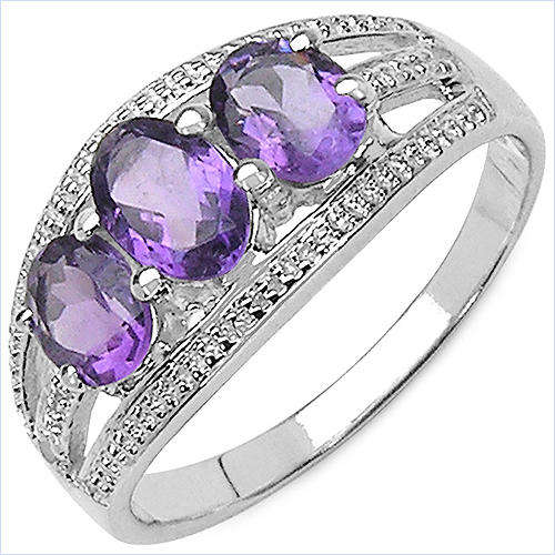 Oval amethyst and diamond ring size 7