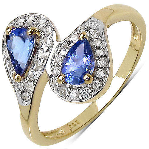 Real stones - Tanzanite and Topaz Sterling silver ring size 7