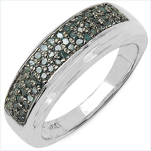 Real stones -Blue Diamonds Sterling silver ring size 7