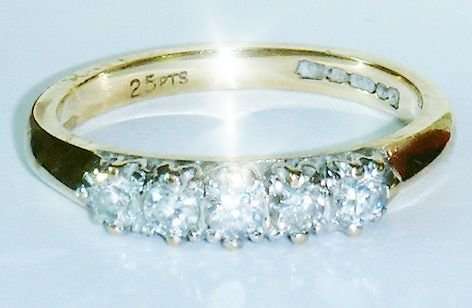 UK HALLMARKED 9CT YELLOW GOLD .33 CARAT DIAMOND CLUSTER RING SIZE 5
