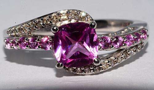 1.70Ct Natural Pink Topaz & Diamond Ring Size 7.25