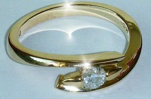 UK HALLMARKED 9CT YELLOW GOLD .20CT DIAMOND LADIES ENGAGEMENT RING SIZE J
