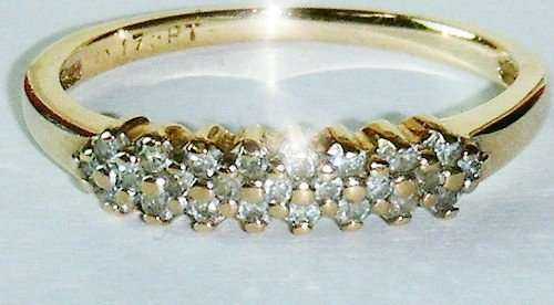 9CT YELLOW GOLD .17CT DIAMOND LADIES ETERNITY RING SIZE N