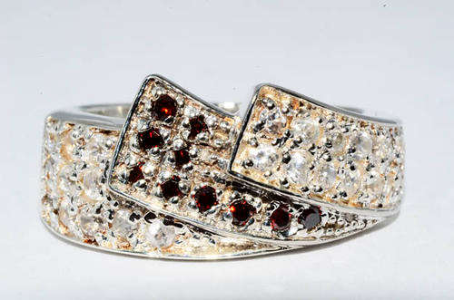 1Ct Natural White Sapphire & Cognac Diamond Cluster Ring Size 6