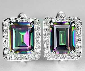 REAL AAA MULTI COLOR TOPAZ & WHITE TOPAZ STERLING 925 SILVER EARRING