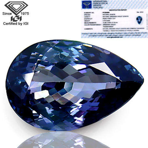 3.78 ct IGI Certified ! Fabulous Pear Cut Blue Color Natural Tanzanite Gemstone