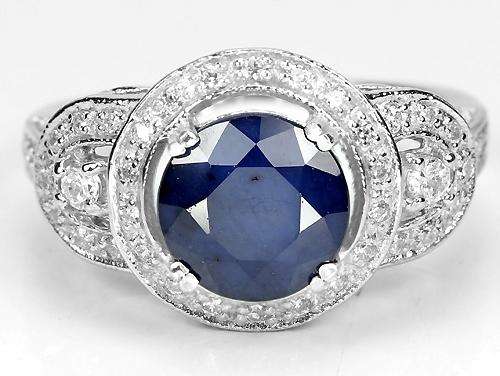 ***REAL STONES!!!*** NATURAL AAA BLUE SAPPHIRE STERLING 925 SILVER RING 6.5
