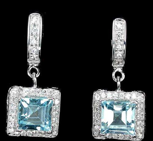 ***REAL STONES!!!*** AAA SKY BLUE TOPAZ STERLING 925 SILVER EARRING