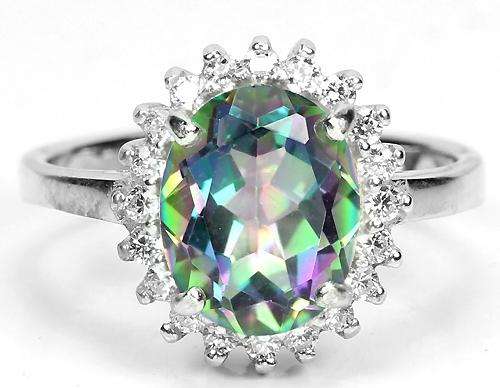 ***REAL STONES!!!*** GENUINE AAA MULTI COLOR TOPAZ STERLING 925 SILVER RING 6.7