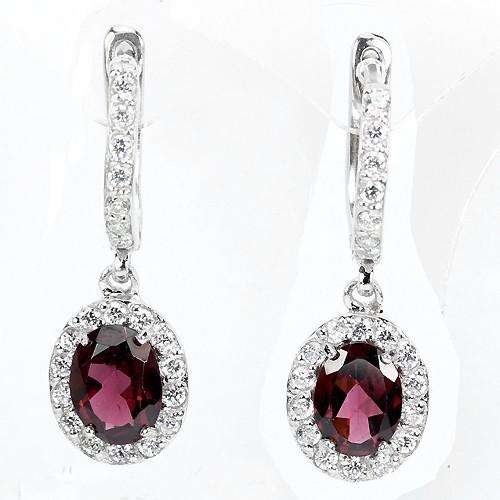***REAL STONES!!!*** NATURAL AAA RHODOLITE GARNET STERLING 925 SILVER EARRING