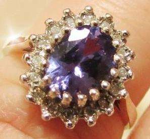 UK HALLMARKED 9CT GOLD TANZANITE & DIAMOND RING SIZE I