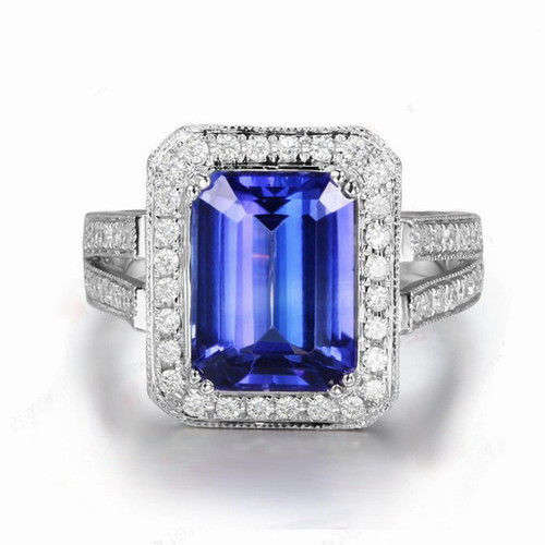 **IN STOCK!!**CERTIFICATE INCLUDED!!!" Solid 14K WHITE GOLD NATURAL STUNNING BLUE TANZANITE DIAMOND
