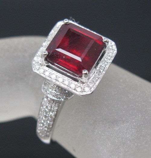 "CERTIFICATE INCLUDED" 14K Wedding Ring 4.83ct Brilliant Diamond Blood Ruby