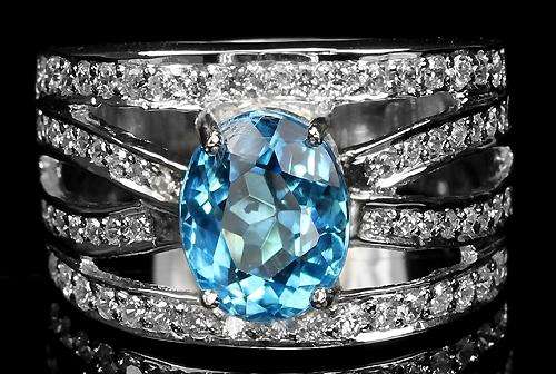 ***REAL STONES!!!*** GENUINE AAA SWISS BLUE TOPAZ 925 SILVER RING 6.5