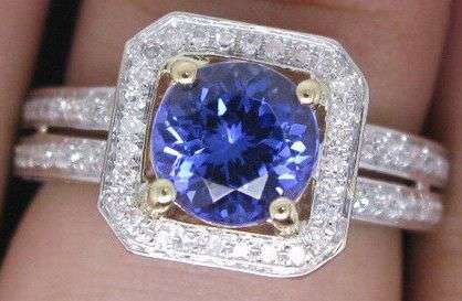 ***IN STOCK!!*"CERTIFICATE INCLUDED" 2.19CT Solid 14K Y/GOLD NATURAL STUNNING BLUE TANZANITE DIAMOND