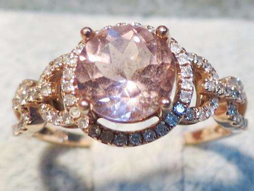 ***IN STOCK!!!***Solid14k Rose Gold Natural Pink Tourmaline and Diamonds RING