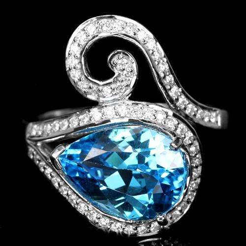 ***REAL STONES!!!*** NATURAL AAA SWISS BLUE TOPAZ STERLING 925 SILVER RING 6.