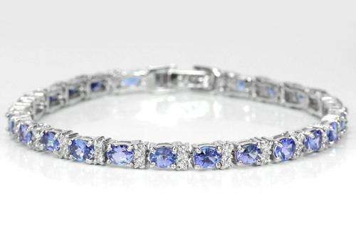 ***REAL STONES!!!*** NATURAL AAA VIOLET BLUE TANZANITE STERLING 925 SILVER BRACELET 7.75