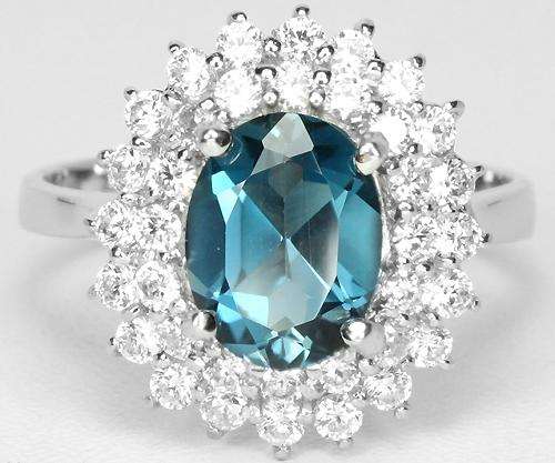 ***IN STOCK!!!***REAL STONES!!!*** NATURAL AAA LONDON BLUE TOPAZ STERLING 925 SILVER RING 7