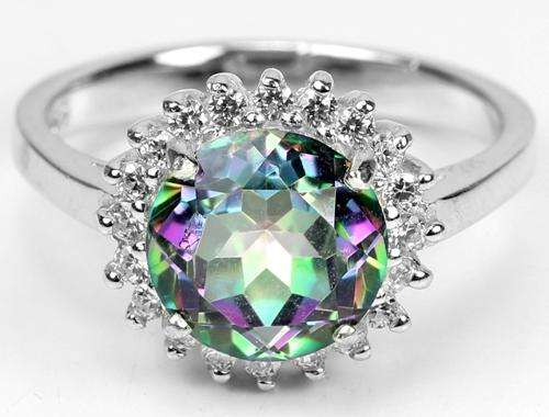 ***IN STOCK!!*** ***REAL STONES!!!*** GENUINE MULTI COLOR TOPAZ STERLING 925 SILVER RING 7