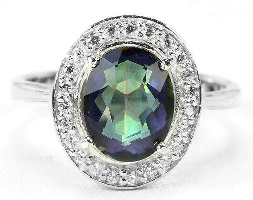 ***IN STOCK!!!*REAL STONES!!!*** GENUINE 10 X 8 MM. AAA MULTI COLOR TOPAZ STERLING 925 SILVER RING 8