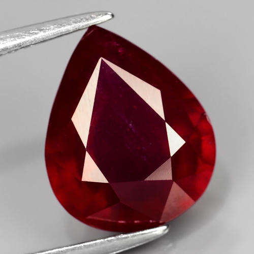 GLC CERTIFIED 3.92ct 11x9mm Pear Natural Pigeon Blood Red RUBY MADAGASCAR