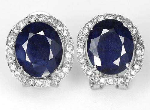***REAL STONES!!!*** NATURAL AAA BLUE SAPPHIRE STERLING 925 SILVER EARRING