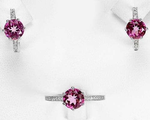 ***IN STOCK!!!***REAL STONES!!!*** GENUINE AAA INTENSE PINK TOPAZ STERLING 925 SILVER SET
