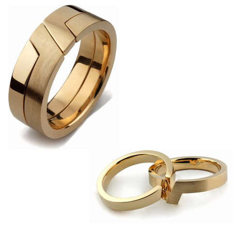 "PUZZLE RINGS" 14K YELLOW GOLD 2 BAND PUZZLE RING