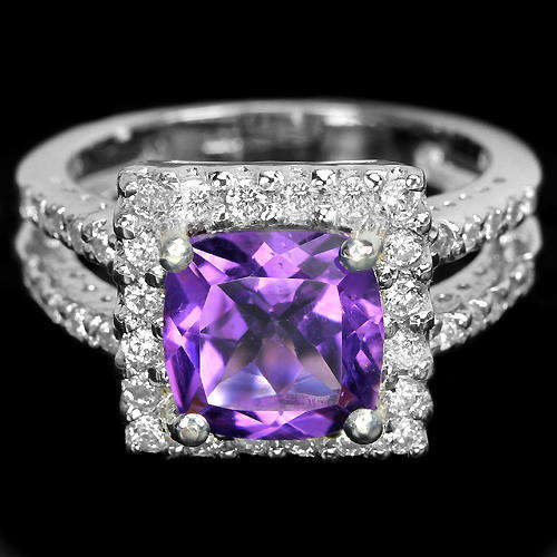 ***IN STOCK!!!***REAL STONES!!!*** NATURAL AAA PURPLE AMETHYST STERLING 925 SILVER RING 5.5