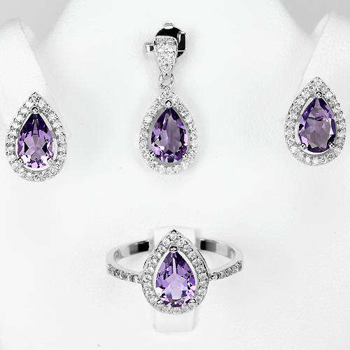 ***IN STOCK!!!***REAL STONES!!!*** NATURAL AAA PURPLE AMETHYST STERLING 925 SILVER SET