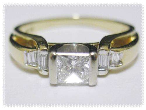 ***IN STOCK!!!*** 14K WHITE GOLD .47 CTW RADIANT CUT DIAMOND SOLITAIRE ENGAGEMENT RING / BAGUETTES