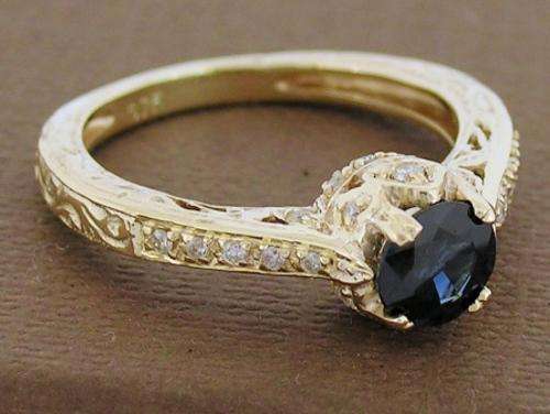 Genuine 9ct Solid Gold Natural Sapphire & Diamond ENGAGEMENT Ring