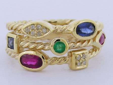 ***IN STOCK!!!*** HEAVY 9ct Solid Gold Natural Ruby,Emerald, Sapphire & Diamond Ring