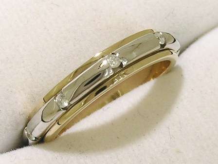 Spinning 9ct SOLID Two-Tone GOLD NATURAL Diamond Wedding Band